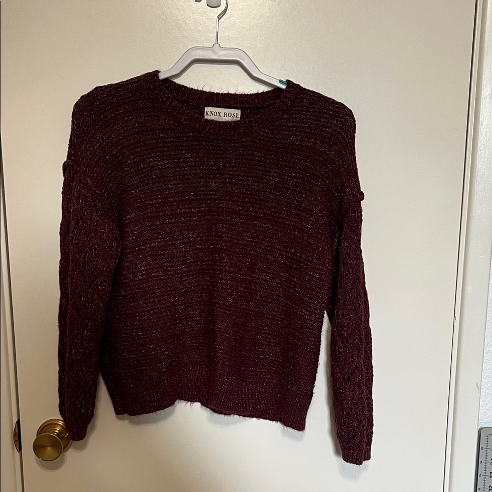 Knox Rose Women's Deep Red Crew Neck Sweater